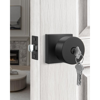 Keyed Entry Door Knobs, Doorknob with Lock and Key for Front Door, Matte Black Exterior Door Knobs for Office & Storage, Reversible & Secure, Interior or Exterior Use - 6 Pack