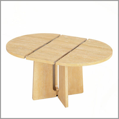Table de salle à manger ronde en bois massif, table de cuisine extensible avec rallonge amovible de 16 pouces pour salle à manger, salon, naturel
