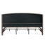 Lit plateforme en velours avec tête de lit à oreilles et pied de lit à volutes, capitonné, sans sommier.-3566853-3566855