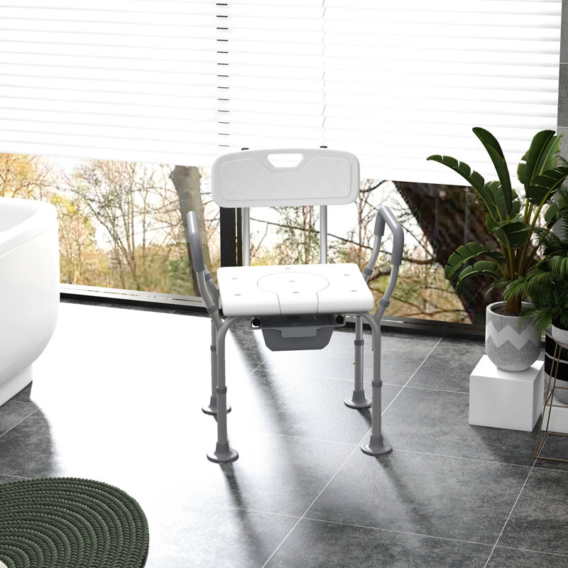 Siège de toilette à hauteur ajustable - chaise de douche 31 po, chaise blanche pour personnes âgées à mobilité réduite, 31 po, surface antidérapante blanche