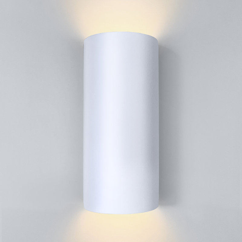 Cylinder Chios Up Down Light Wall Sconce Damp Rated for Indoor or Covered Outdoor Use, White, 12" H x 5.25" W x 4" D, Yes
