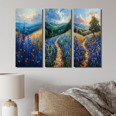 «Blue Green Meadow Charm Blue Bonnets I», collection d'art mural Blue Bonnets