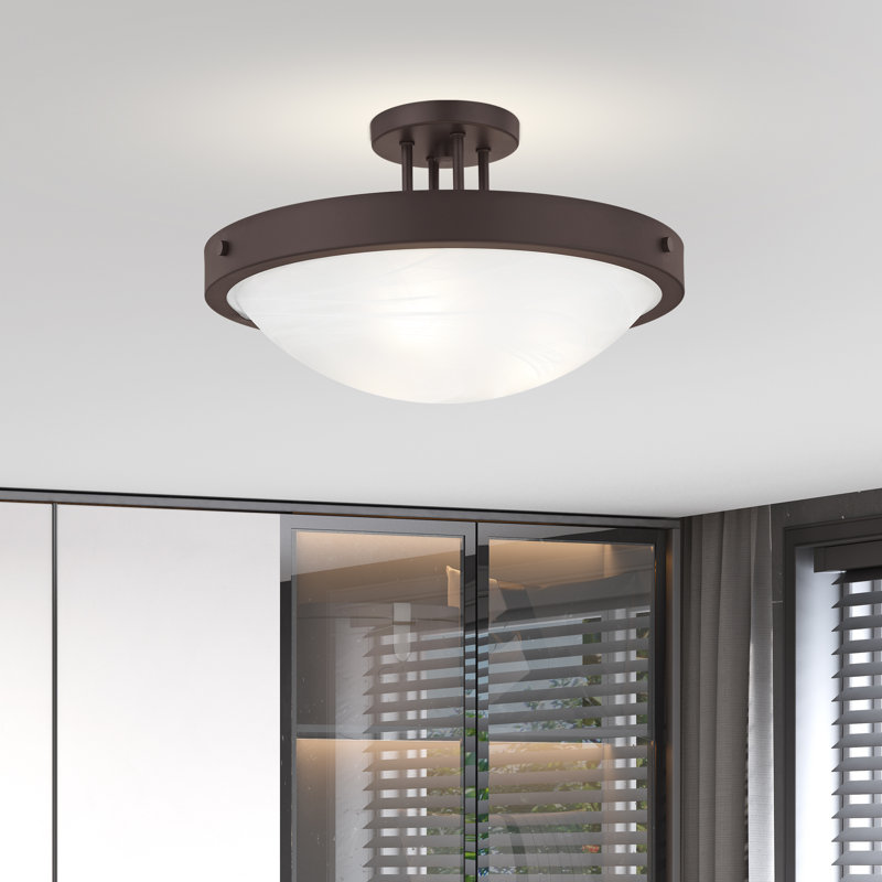 Glass Semi Flush Mount, Bronze