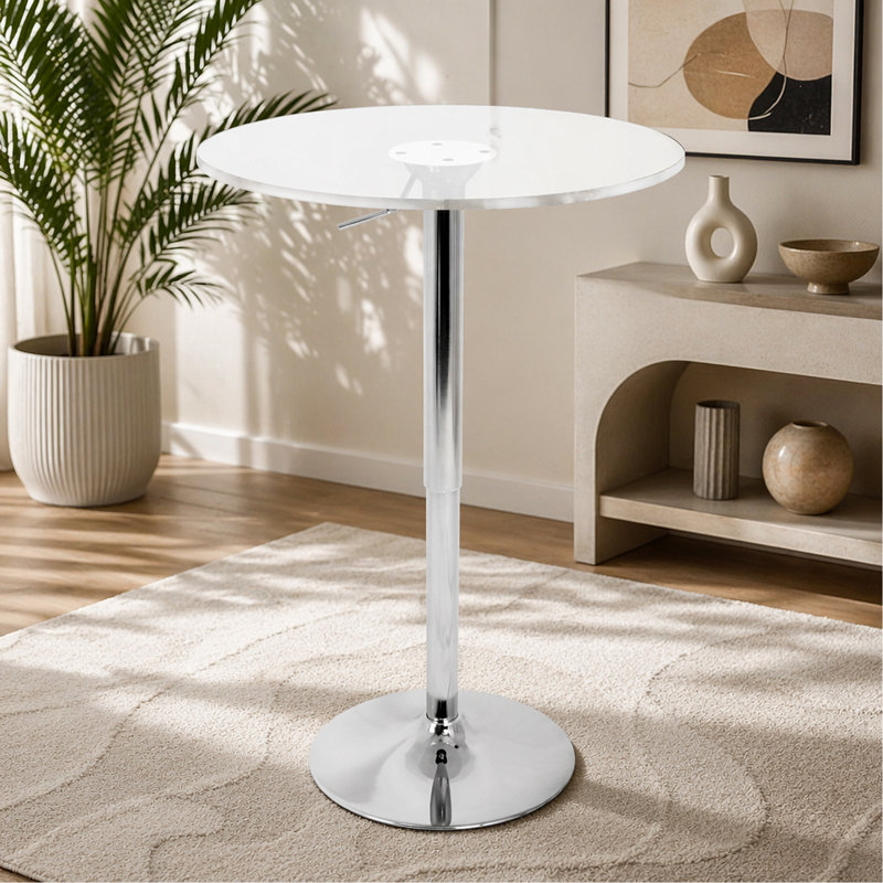 Table de bar contemporaine transparente Clear, H 41 po x l 23,75 po x P 23,75 po, Transparent / Argent
