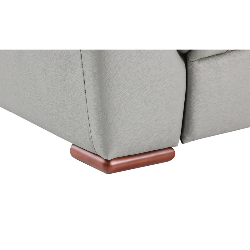 Fauteuil inclinable en cuir 116,7 lb avec support lombaire et base inclinable gris moderne à ressorts sinueux -