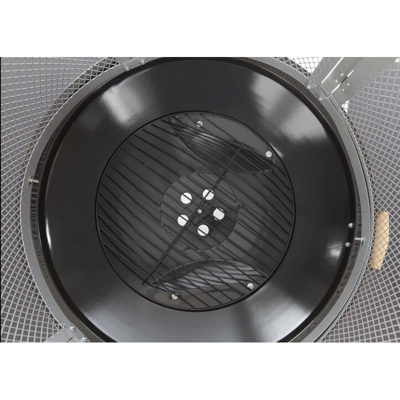 Fire Sense Fire Pit Bessemer Rolling, Porcelain Enamel with Wheels & Handle -Black & Silver-28"