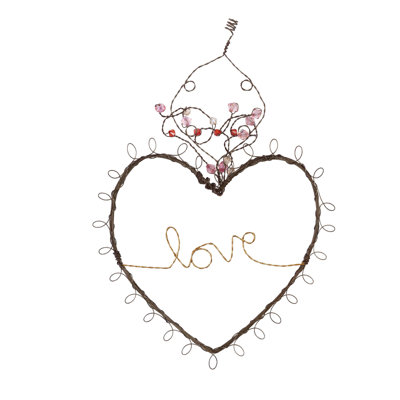  Wire Love Heart avec perles antiques décorations pour la Saint-Valentin