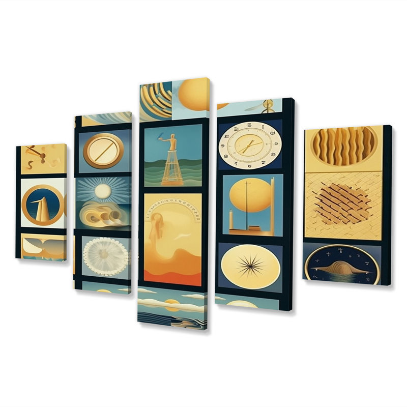 'The Illusion Of Time Future Minimalism III - Modern Geometric Canvas Print - 5 Panels