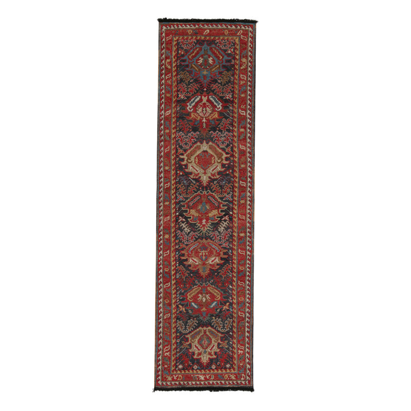 Rug & Kilim’S Tribal Runner In Red, Brown And Blue Patterns, Runner 2'6" x 14'