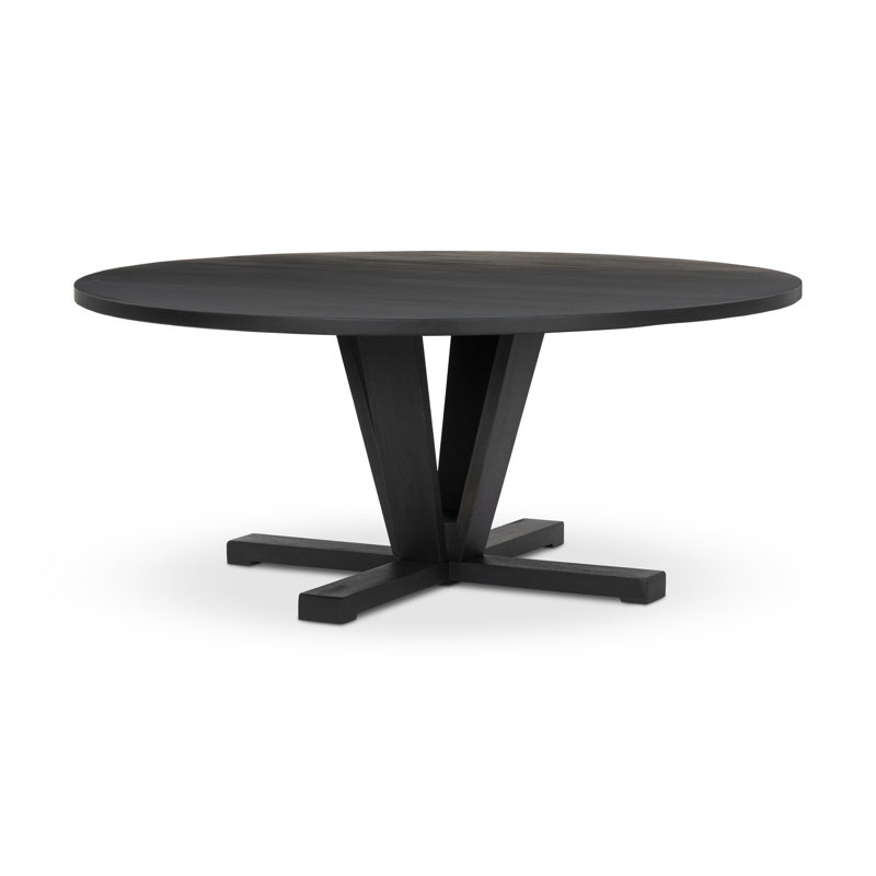 Cobain Round Solid Wood Dining Table, 30" H x 72" W x 72" L, Black