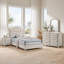 Ensemble de chambre complet, meuble de rangement rembourré, beige, 3 pièces avec commode-136170702