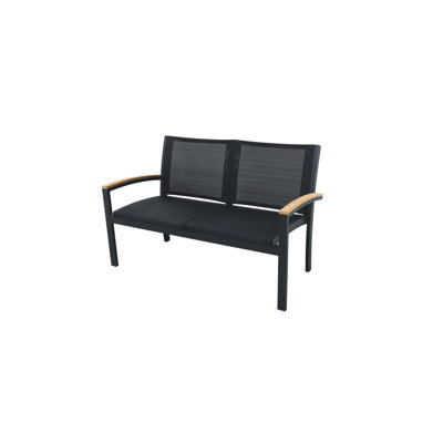 Tribeca Aluminum Teak Sling Stacking 2 - Seater Loveseat
