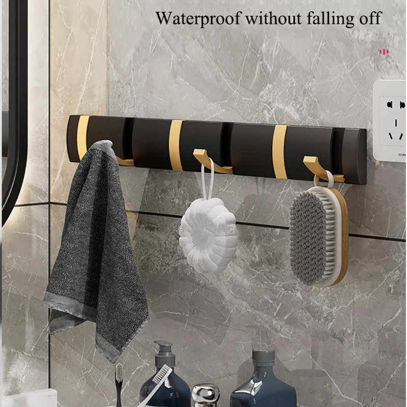 Aleashia Aluminium Wall Wall Mounted Coat Rack, Black