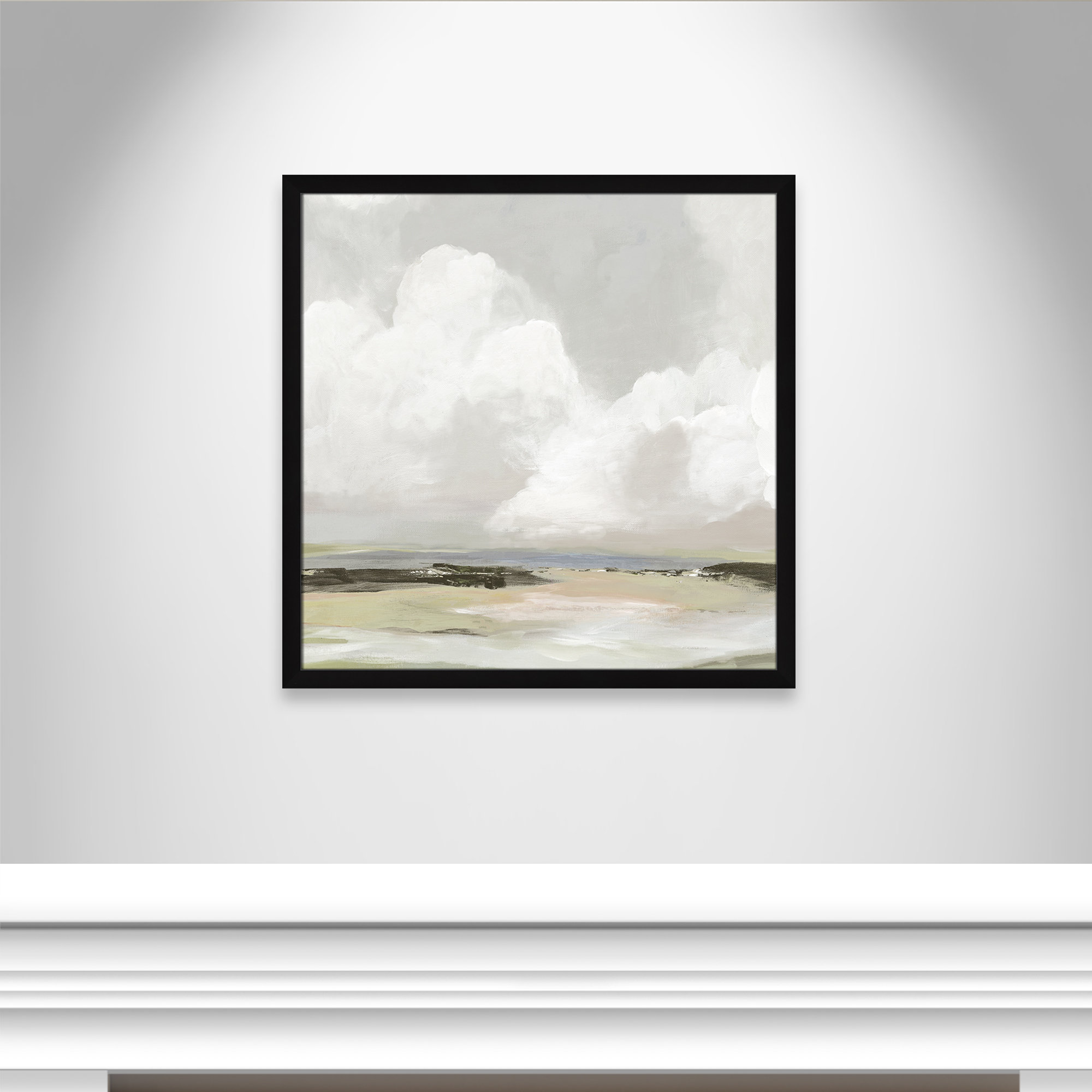 Soft Clouds - Picture Frame Painting Print, 33" H x 33" W x 1.12" D, Black Framed