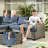 Outdoor Rattan Woven Sofa With Luminous End Table And Swivel Chair-102744624