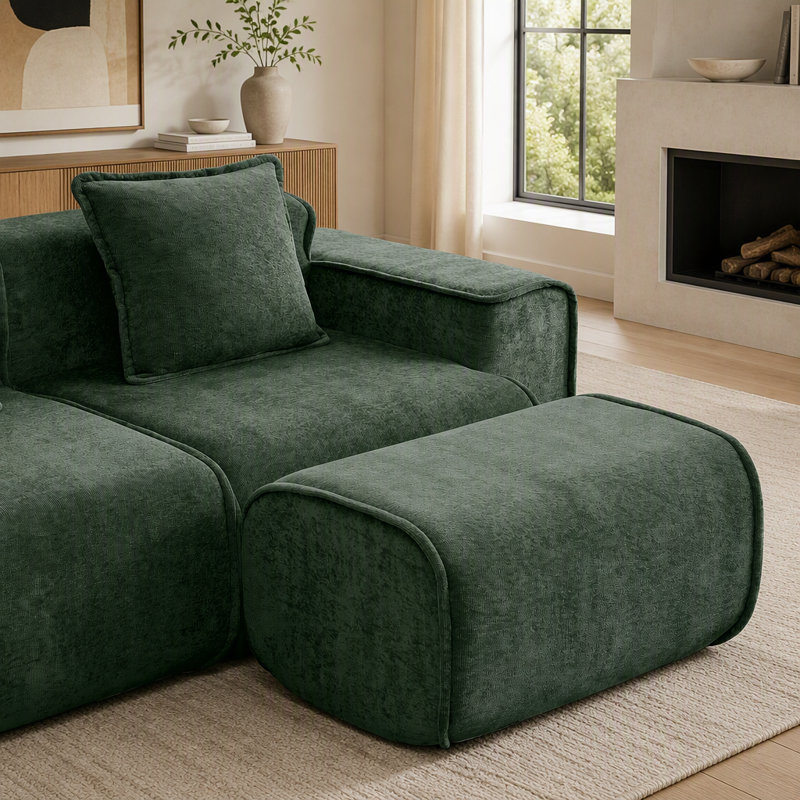 Repose-pieds en velours, Vert