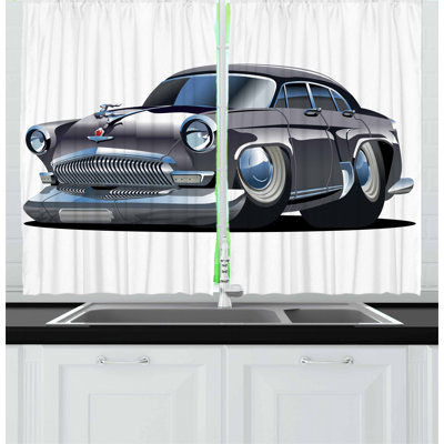 Cars 2 Piece Kitchen Curtain