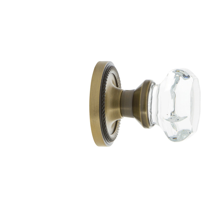 Rope Rosette with Waldorf Door Knob, Antique Brass, 2-3/4”