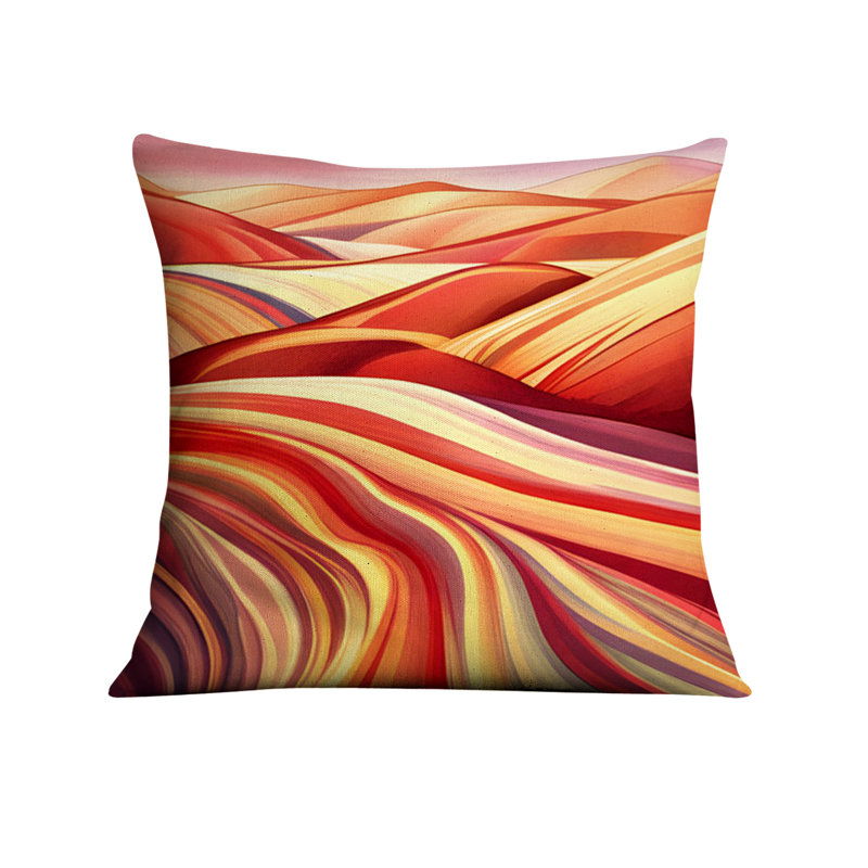 Coussin décoratif avec insert, H 18 po x l 18 po, Rouge / beige rayé / abstrait 2