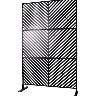 Clôture d'intimité en métal l 76 po H48 po - autoportante pour terrasse extérieure et intérieure, balcon, patio noir, moustiquaire en métal, noir pour la salle à manger - pour plus d'intimité