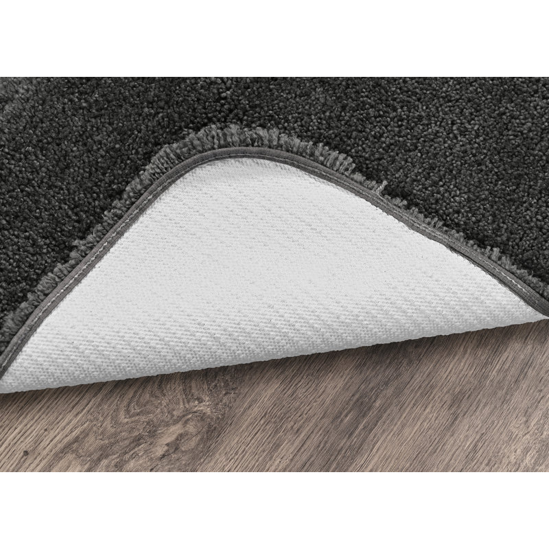 Treye Billie-Mae Nylon 2 Piece Bath Rug Set with Non-Slip Backing, Dark Gray