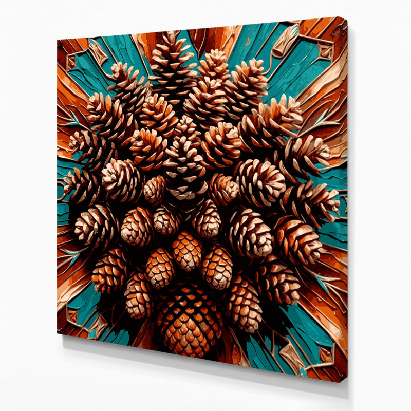 Southwestern Plants Pinecone 174 Brown Canvas Wall Art, 12" H x 12" W
