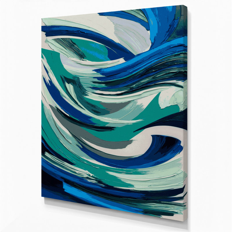 Abstrait paysage 26, art mural bleu sur toile, H 14 po x l 11 po