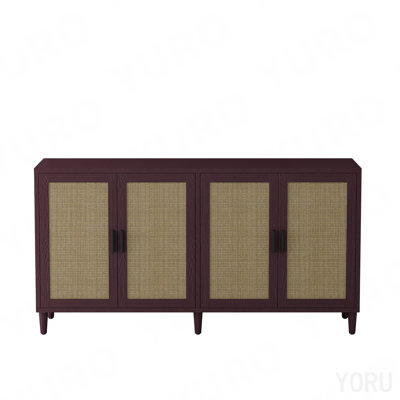 Buffet 70 "en rotin 70", 4 portes, tablettes réglables - Standard