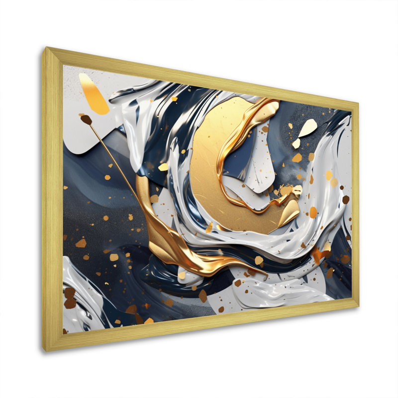 Grey and Gold Transcendent Impressions IV, Cadre photo doré simple, H 30 po x l 40 po x P 1,5 po