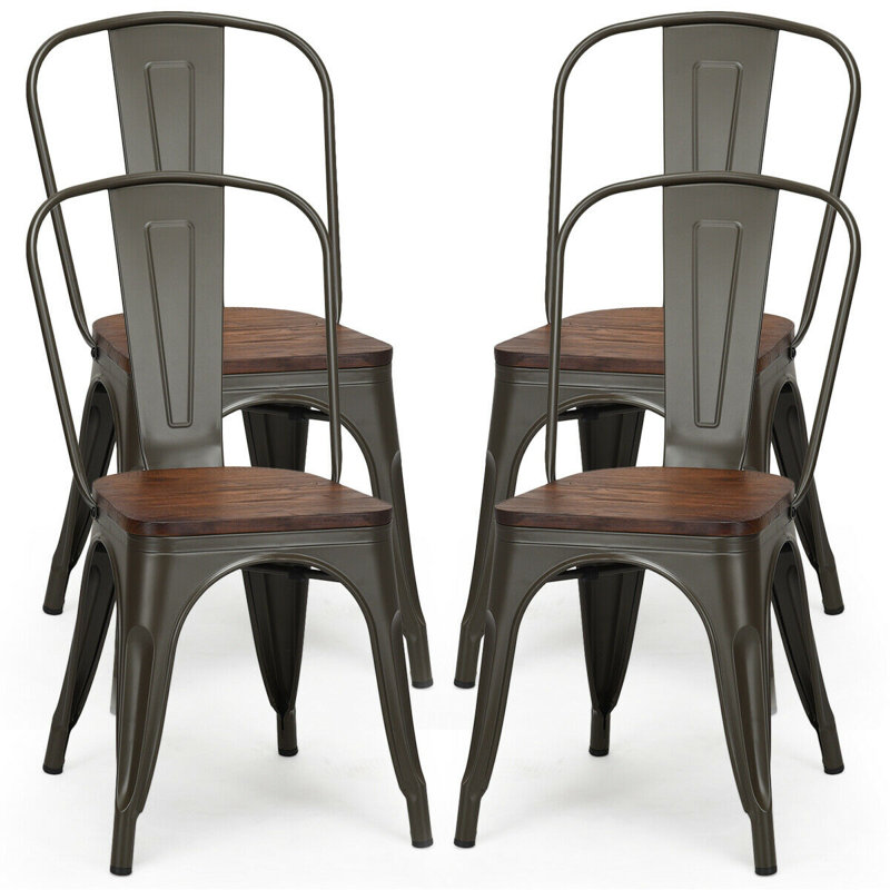 Chaise de salle à manger empilable 4 pièces, Cuivre