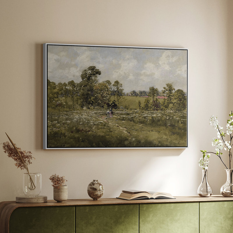 «Vintage Landscape -CMXLV» sur toile, H 17 po x l 25 po, Toile encadrée flottée blanche