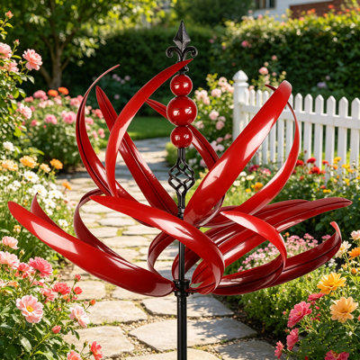 Grand décor de jardin en forme de vent cinétique en métal