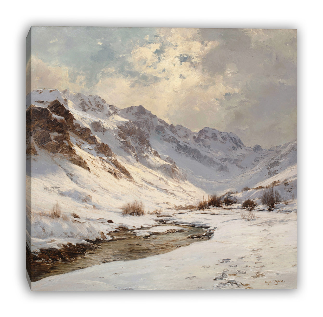 Union Rustic Snow Valley Passage Mountain Wrapped Canvas Wall Art | Wayfair