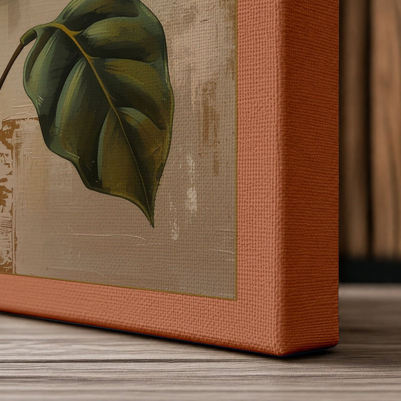 Hibiscus Study Botanical - Wrapped Canvas, 18x12 - 45.7 x 30.5 cm, Terracotta Border