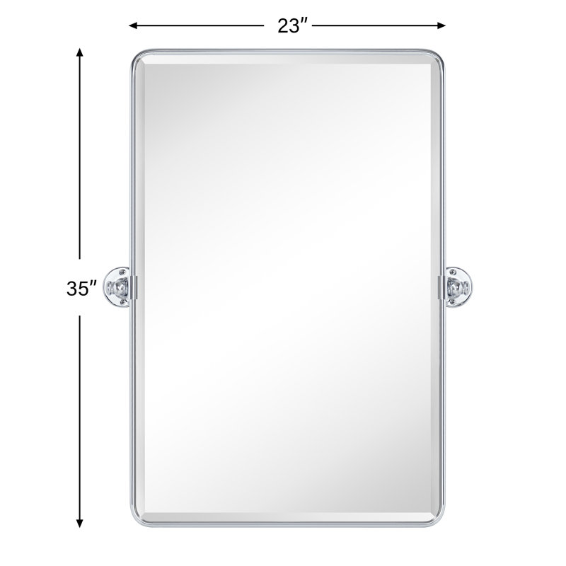 Woodvale Metal Framed Beveled Pivoting Wall Mirror, Chrome, 35" x 23"