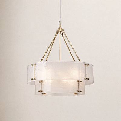 Nicola 32" 12-light Luxury 2-tiered Round Pearl White Glass Chandelier With Gold Finish