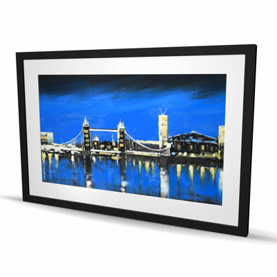 Blue Skyline of London - Modern Framed Print for Home Decor