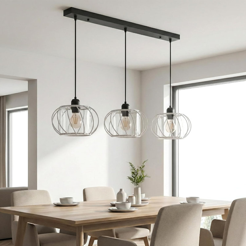 3 - Light Kitchen Island Pendant, White