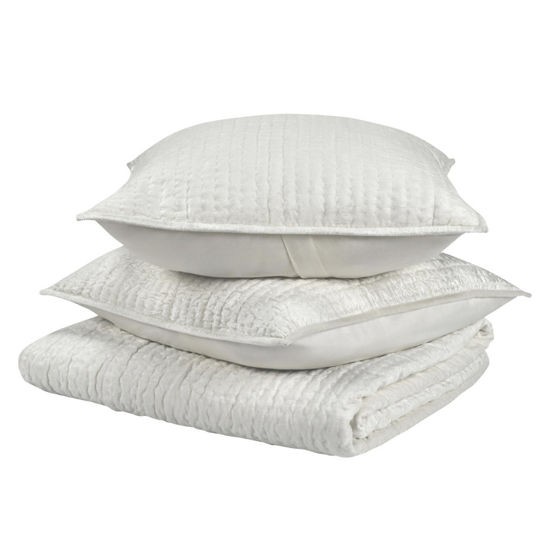 Velvet Quilt, King Quilt, Ivory