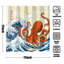 Drôle de rideau de douche Octopus Wave, décor de salle de bain nautique japonais Kraken, 36 po x 72 po