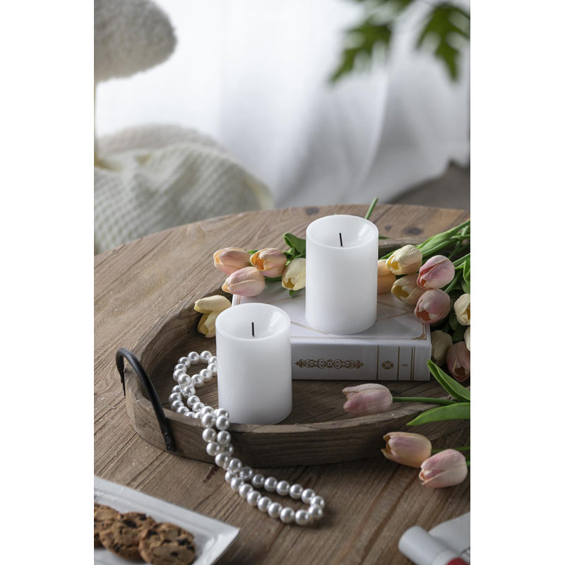 Bougies DEL avec mèche et minuterie à télécommande - ensemble de 4 - 3 po x 4 po - blanc