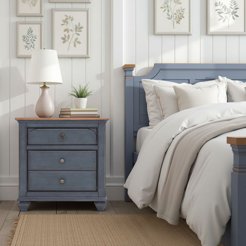Wauntea 2-Drawer Fully Assembled Nightstand, Farmhouse Coastal Bedside Table with Storage