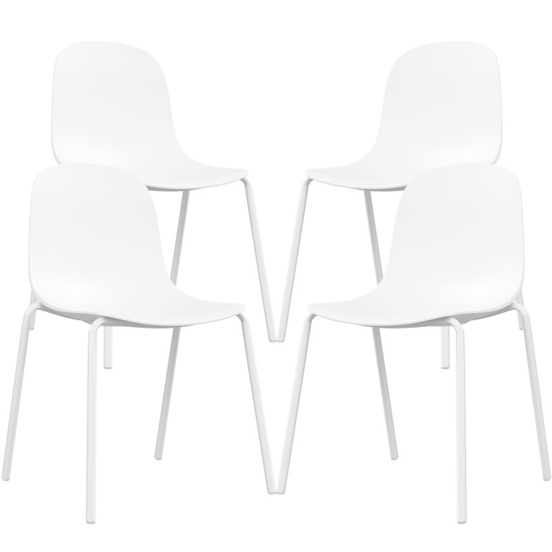 Modern Stackable Indoor Dining Chairs, White