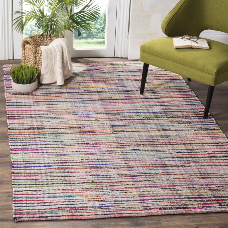 Fales Office Chair Collection Fabric/Metal Striped Rug, Rectangle 5' x 8'