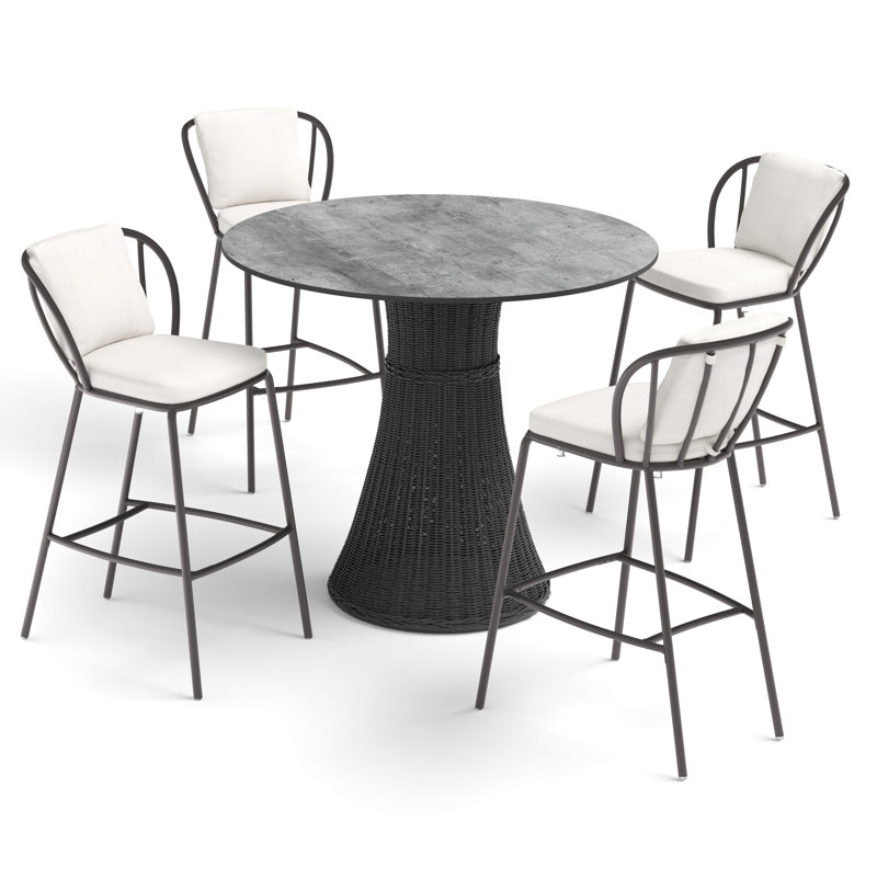 Tulle Outdoor 5 - Piece Bar Height Dining Set with Cushions