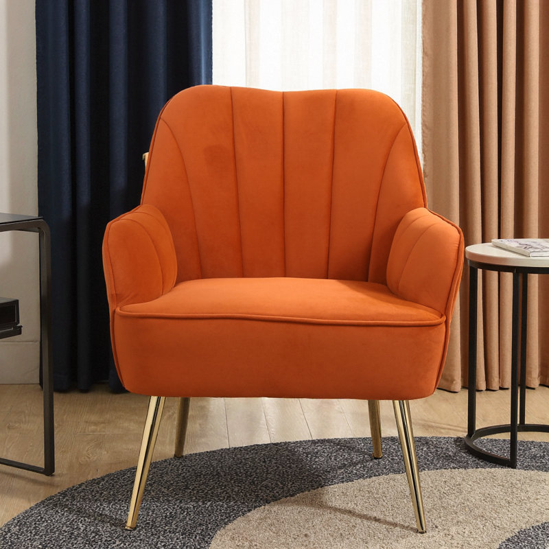 Fauteuil d'appoint en velours Sherpa, Orange