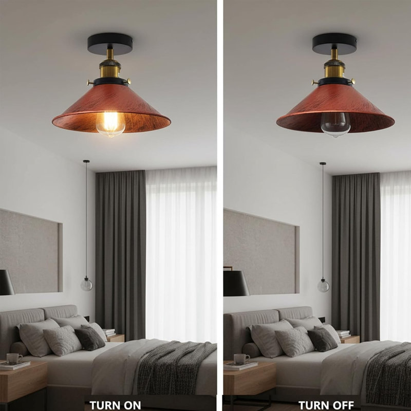 Semi Flush Mount, Rustic Red