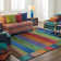 Gemstones Hand-Woven Wool Blue/Red/Orange Area Rug
