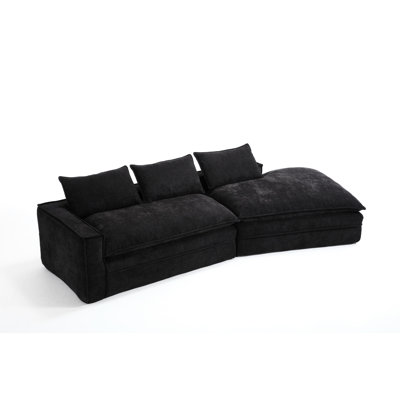 Upholstered 3 - Seat Modular Sectional, Right Facing Chaise, Modern Style, Black, For Various Room Arrangement Chaise , Upholstered, Minimalist, Guest Experience