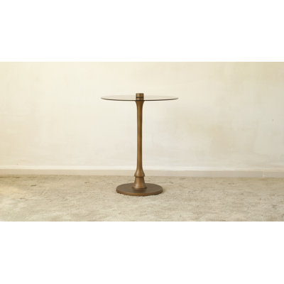 Brading Glass Top Pedestal End Table
